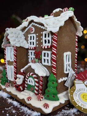 Lighted Gingerbread Man Candy House Santa Claus Christmas Decoration Candy-cane